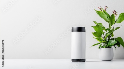 Wallpaper Mural White thermos, plant, white background; product mockup Torontodigital.ca
