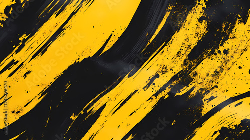 An abstract backdrop featuring black and yellow tones, characterized by dynamic brushstrokes and a halftone pattern. Dynamic Brushstrokes. Illustration photo