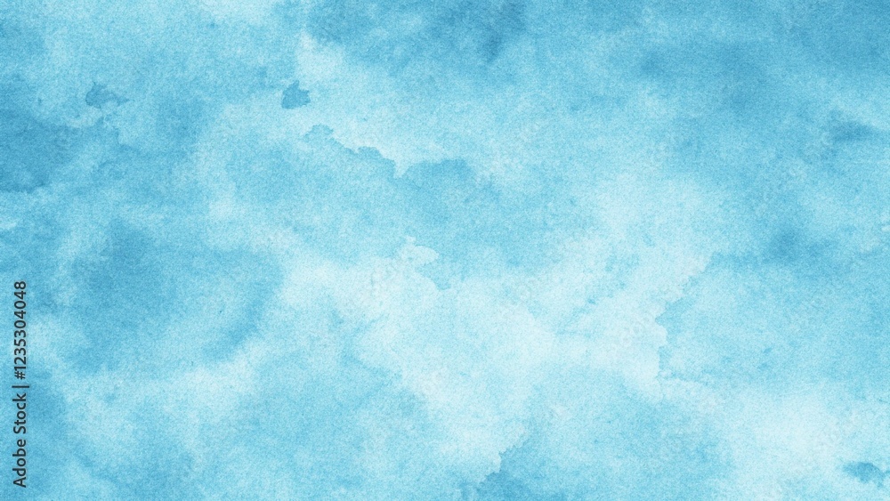 Obraz premium Abstract blue watercolor background featuring clouds in shades of turquoise, teal, and white, evoking a dramatic sky.