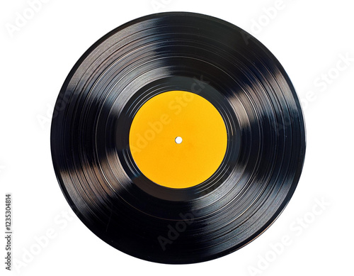 45rpm vintage vinyl record, yellow inside, neutral background