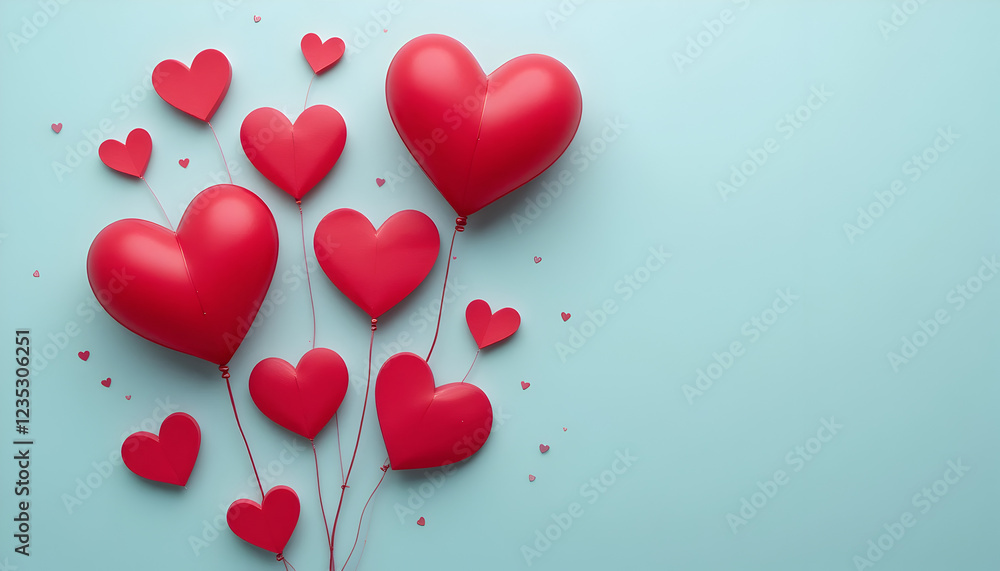 Romantic Red Heart Balloons Festive Design Valentines Day Lovely Cute Adorable Sweet Tender Passionate Affectionate Romantic Celebration Background Romantic Red Heart Balloons Festive Design Valentines Day Lovely Cute Adorable Sweet Tender Passionate Affectionate Romantic Celebration Background