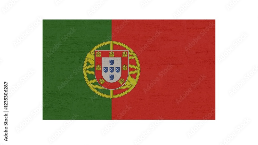 Portugal national flag isolated on white background. Portuguese republic is a country in the Iberian peninsula in southwestern Europe.
