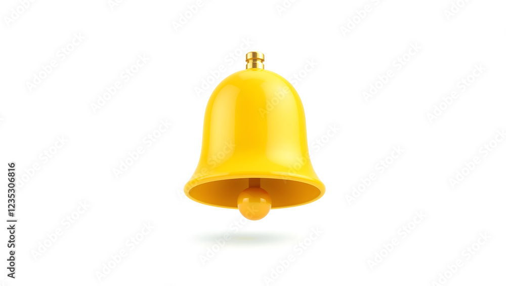 A bright yellow bell isolated on a white background, ideal for notifications or alerts. Generative AI A bright yellow bell isolated on a white background, ideal for notifications or alerts. Generative AI