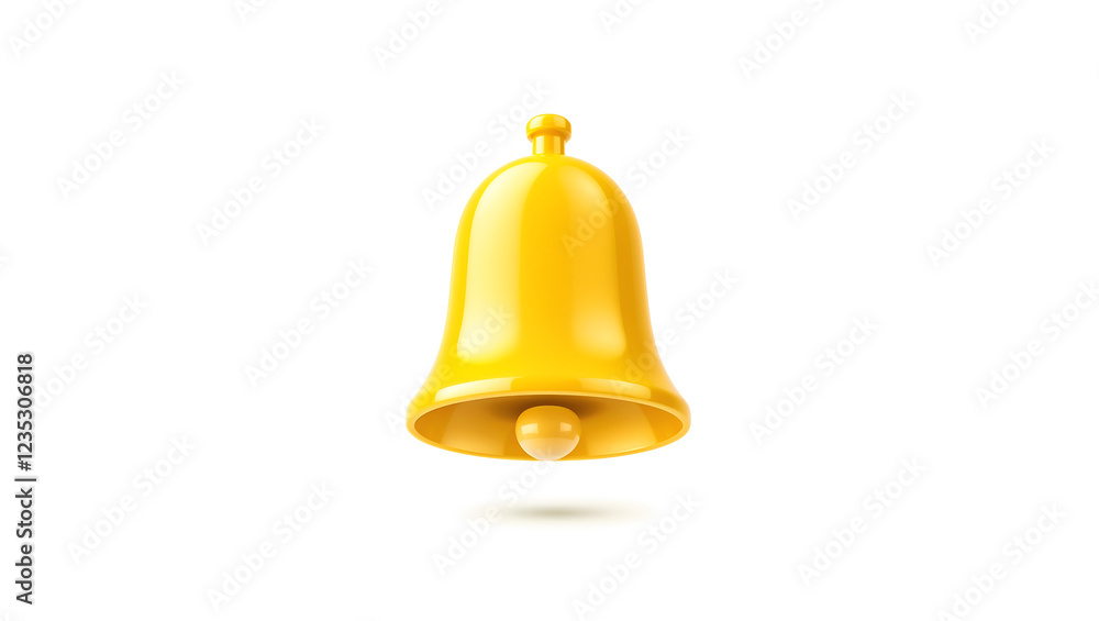 A classic yellow bell isolated on white, perfect for signaling or messaging designs. Generative AI A classic yellow bell isolated on white, perfect for signaling or messaging designs. Generative AI