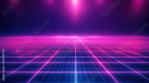 Wallpaper Mural Abstract Grid Pattern with Neon Pink and Blue Lights Torontodigital.ca