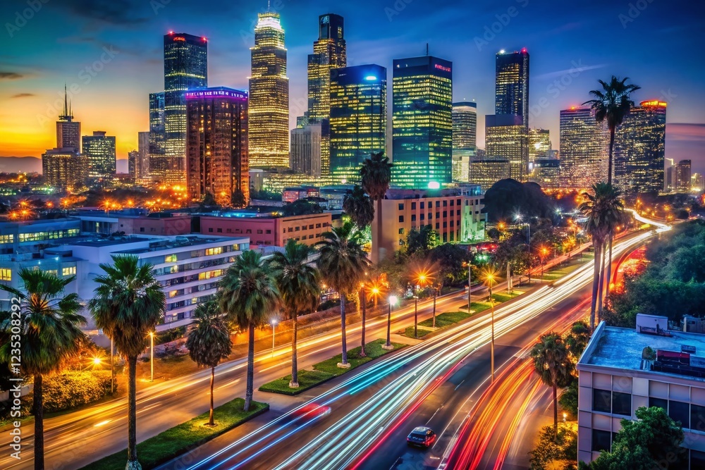 Fototapeta premium Los Angeles Night Cityscape: Candid Urban Photography