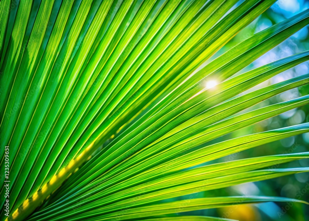 Fototapeta premium Lush Green Palm Leaf Background - Tropical Nature Stock Photo