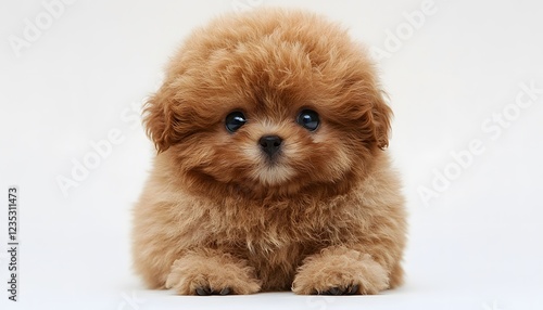 Adorable Fluffy Brown Toy Poodle Puppy Posing