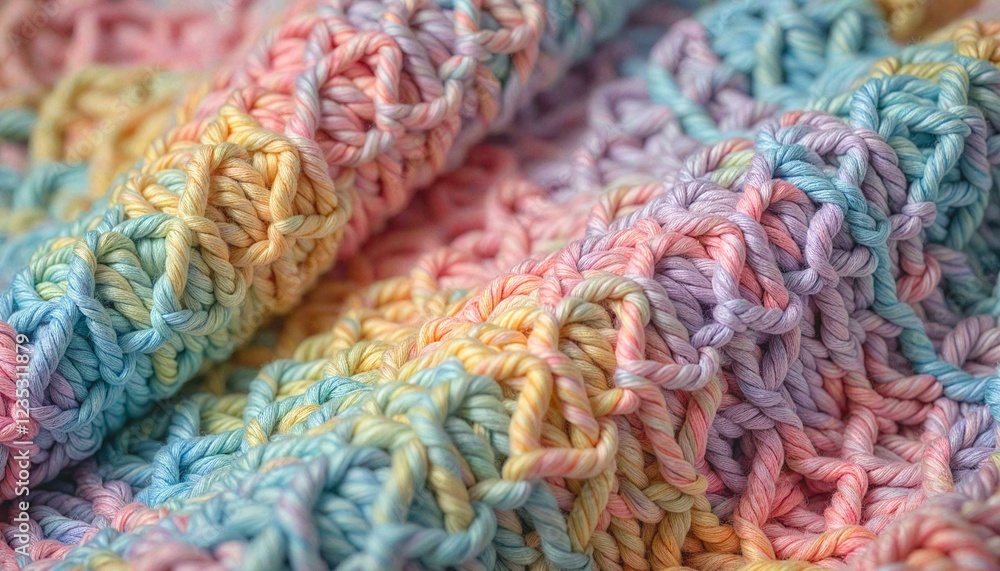 Close-Up Textured Multicolored Knitted Fabric Close-Up Textured Multicolored Knitted Fabric