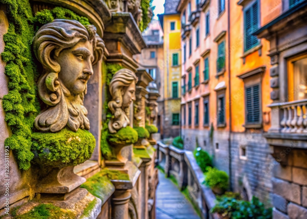 Obraz premium Macro Photography: Genoa's San Matteo Place - Ancient Stone Details