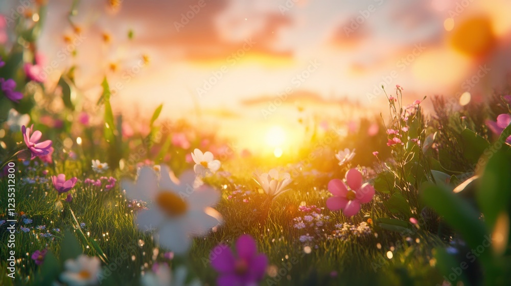 Sunset Blooms in a Vibrant Wildflower Meadow Sunset Blooms in a Vibrant Wildflower Meadow