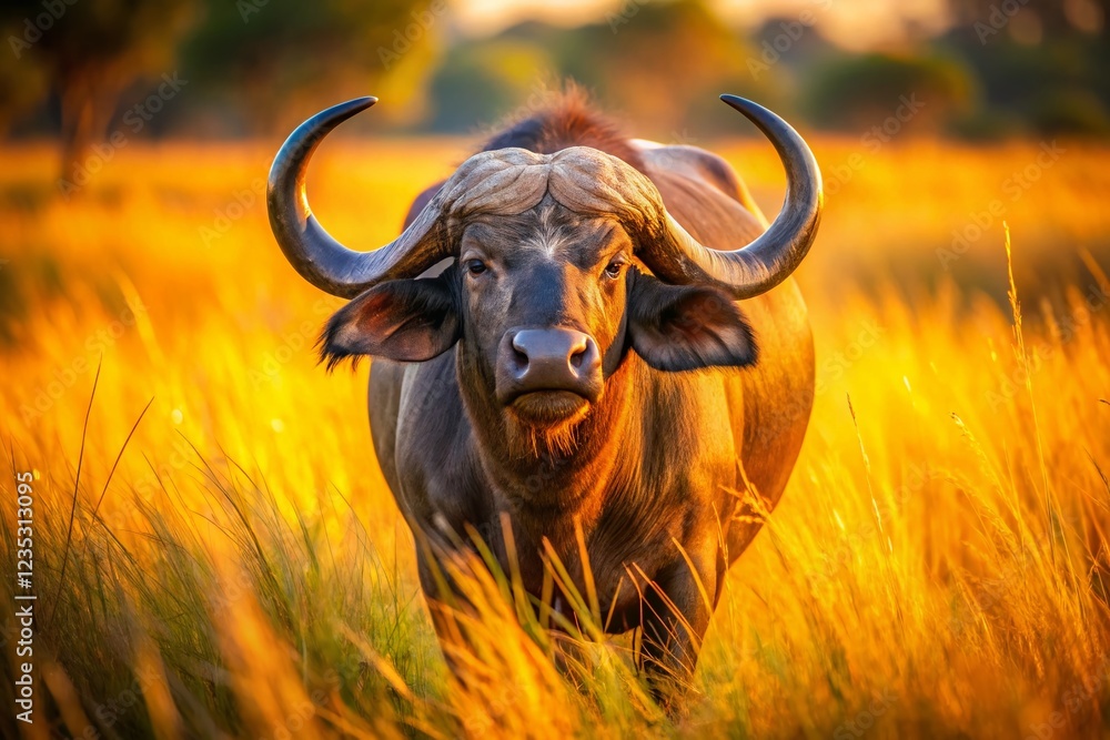 Majestic African Cape Buffalo Bull - High-Resolution Wildlife Stock Photo Majestic African Cape Buffalo Bull - High-Resolution Wildlife Stock Photo