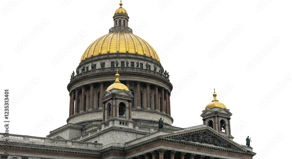 Majestic Saint Petersburg Cathedral Dome Golden Spire Architectural Detail Russian Landmark