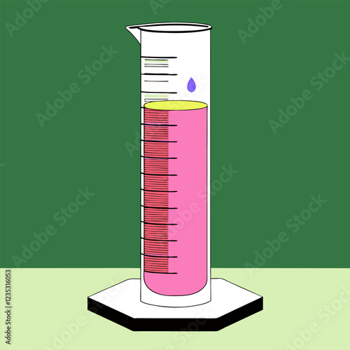 Graduated Cylinder Laboratory Research Vector | Clipart, Line Art & Cartoon Illustration, Graduated cylinder laboratory research vector illustration in clipart, line art, and cartoon styles.