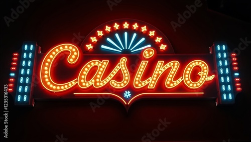 Vintage neon casino sign with marquee lights