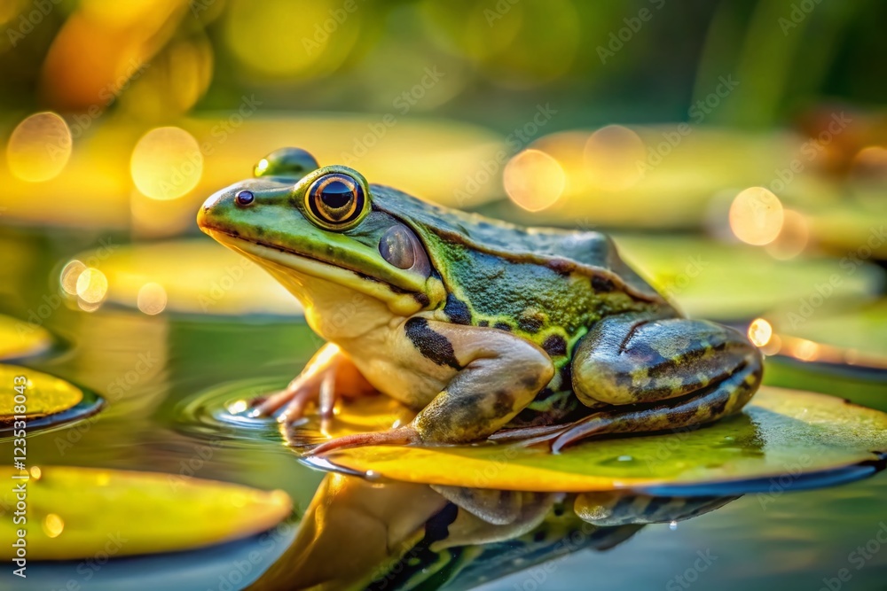 Marsh Frog in Pond - Wildlife Photography - Rule of Thirds Composition