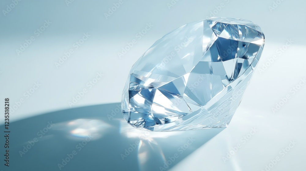 A Single Sparkling Diamond on Blue Background A Single Sparkling Diamond on Blue Background