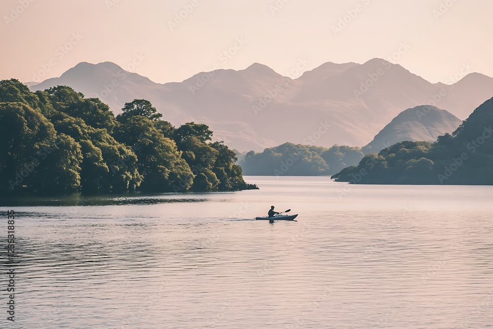 Serene Lakeside Kayaking at Golden Hour Serene Lakeside Kayaking at Golden Hour