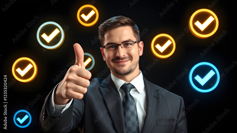 A glowing neon true checklist sign with alphabet symbols and numbers A glowing neon true checklist sign with alphabet symbols and numbers