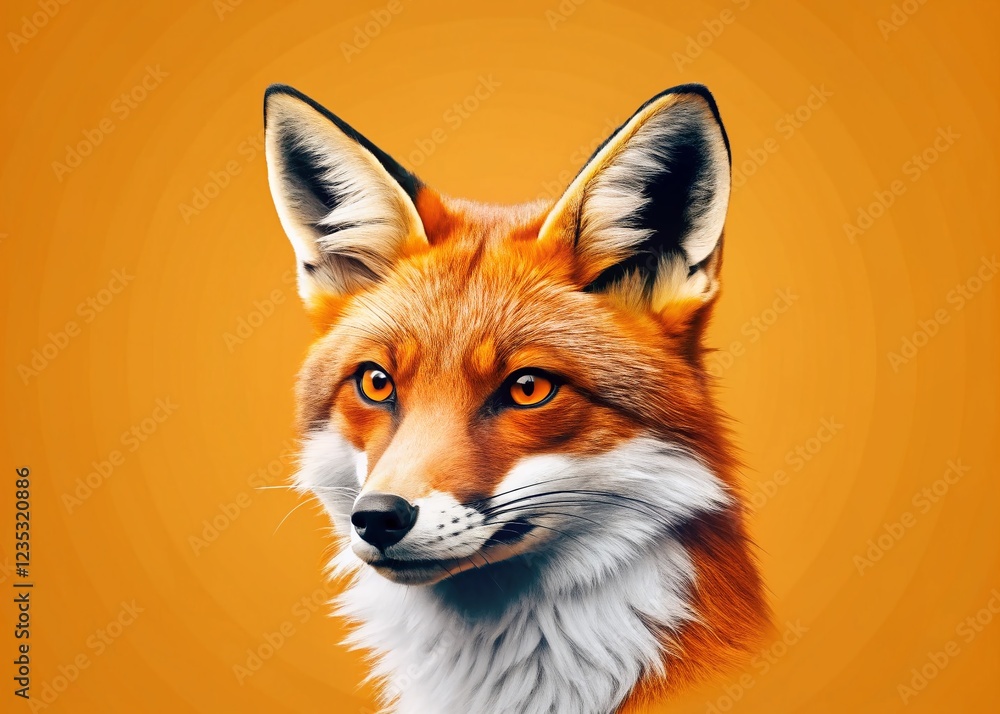Fototapeta premium Minimalist Fox Mascot Design: Simple Orange Fox Illustration