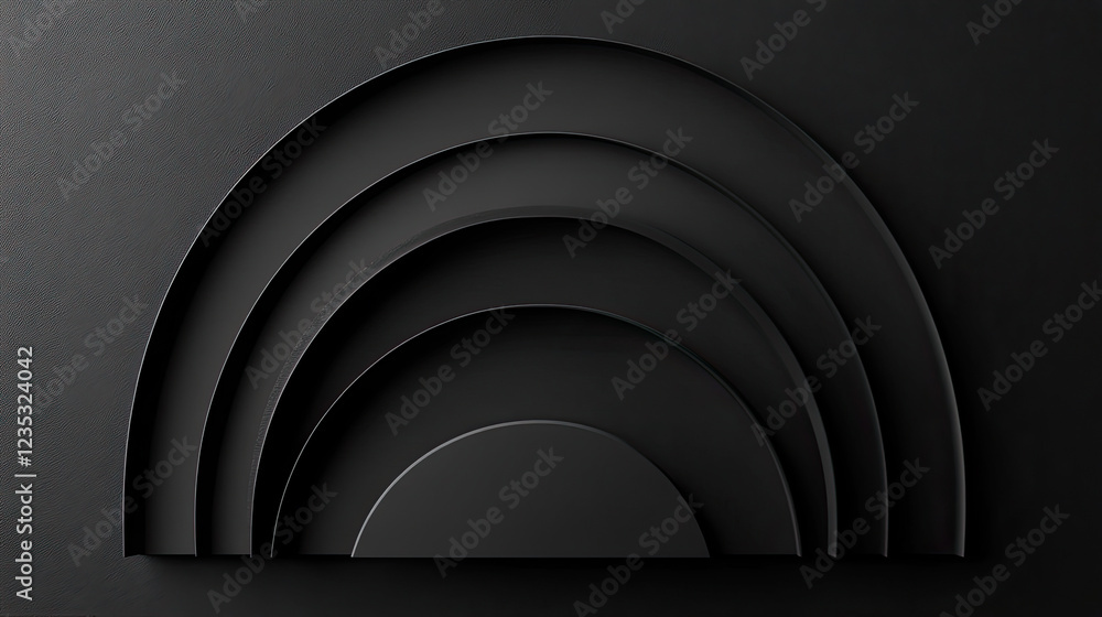 Fototapeta premium Abstract Geometric Background with Overlapping Black and Gray Circular Shapes