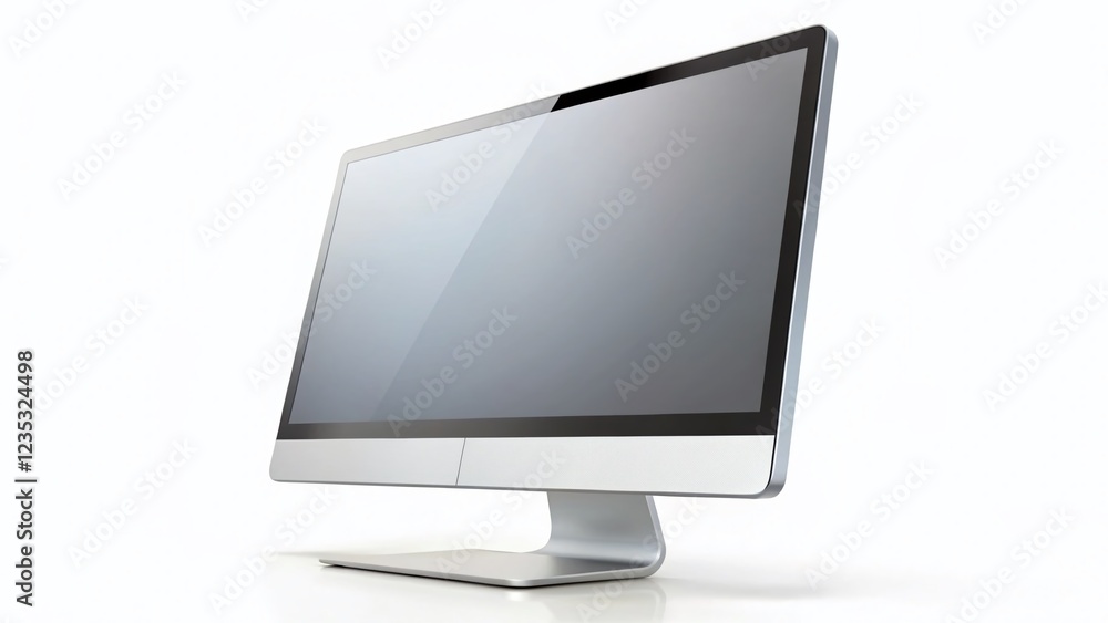 Modern White Computer Monitor on Isolated White Background Modern White Computer Monitor on Isolated White Background