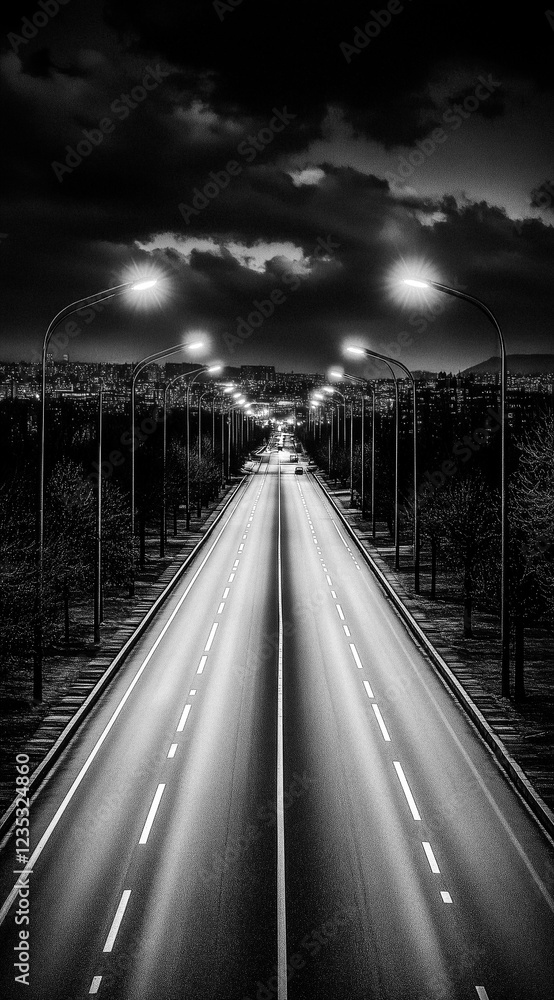 Obraz premium Black and white traffic on the highway
