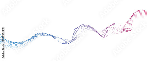 Flowing Dot Wave halftone gradient pattern on transparent background	