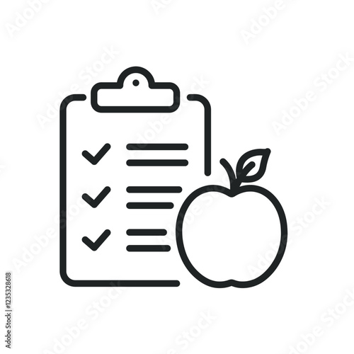 Diet meal plan thin line icons. Editable stroke and Perfect pixel on transparent background