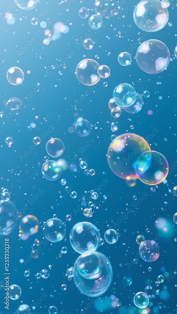 Ethereal underwater bubbles with reflected light and rainbows Ethereal underwater bubbles with reflected light and rainbows