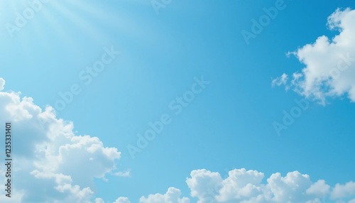 Clear Blue Sky with Soft, Fluffy Clouds photo