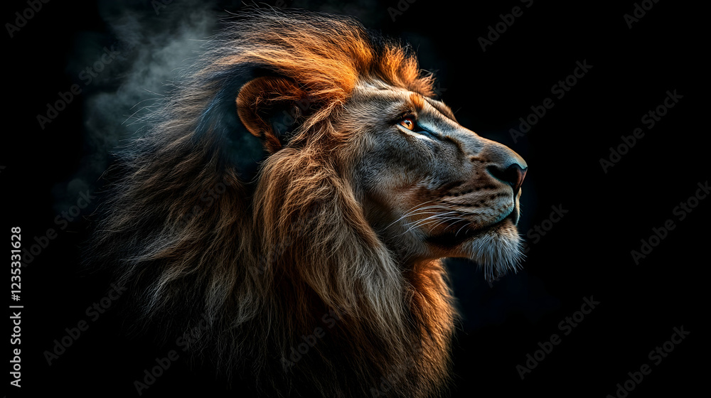 Majestic Lion Profile 3D Render Illustration Majestic Lion Profile 3D Render Illustration