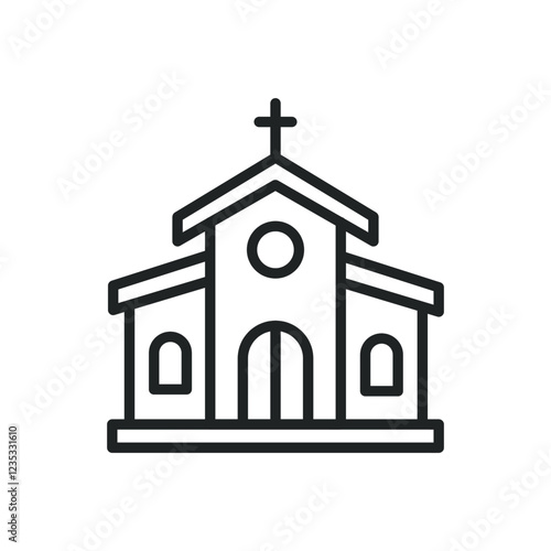 Chruch thin line icons. Editable stroke and Perfect pixel on transparent background