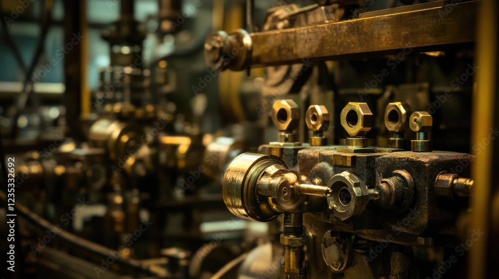 A close-up of a mechanical assembly line producing industrial parts. A close-up of a mechanical assembly line producing industrial parts.