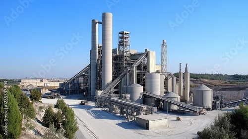 Wallpaper Mural A modern cement production facility with automated mixing systems. Torontodigital.ca