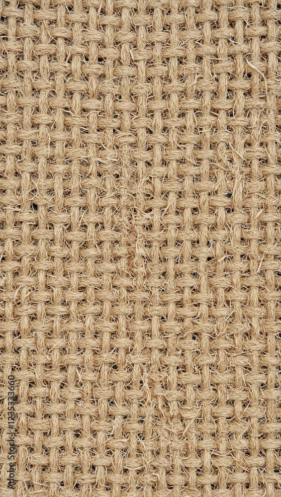 Detailed close up of raw jute fabric with coarse textured fibers Detailed close up of raw jute fabric with coarse textured fibers
