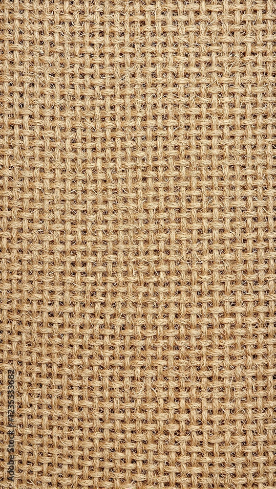 Detailed close up of raw jute fabric with coarse textured fibers Detailed close up of raw jute fabric with coarse textured fibers