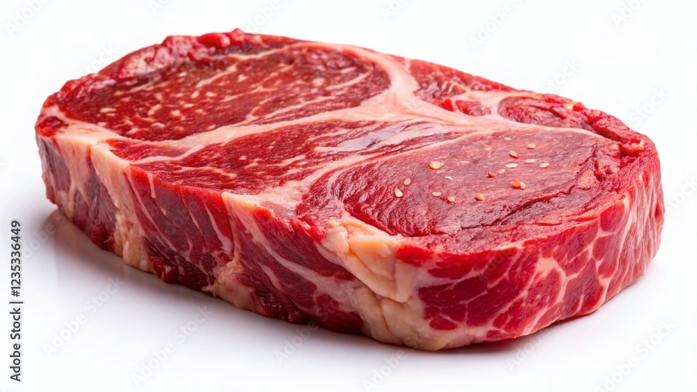 Fototapeta premium Premium Raw Beef Steak on White Background - High-Resolution Stock Photo
