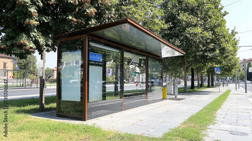 A network of smart bus stops providing real-time updates and digital connectivity. A network of smart bus stops providing real-time updates and digital connectivity.