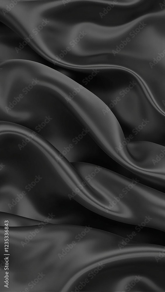 Obraz premium Elegant gray satin fabric with soft waves and reflections