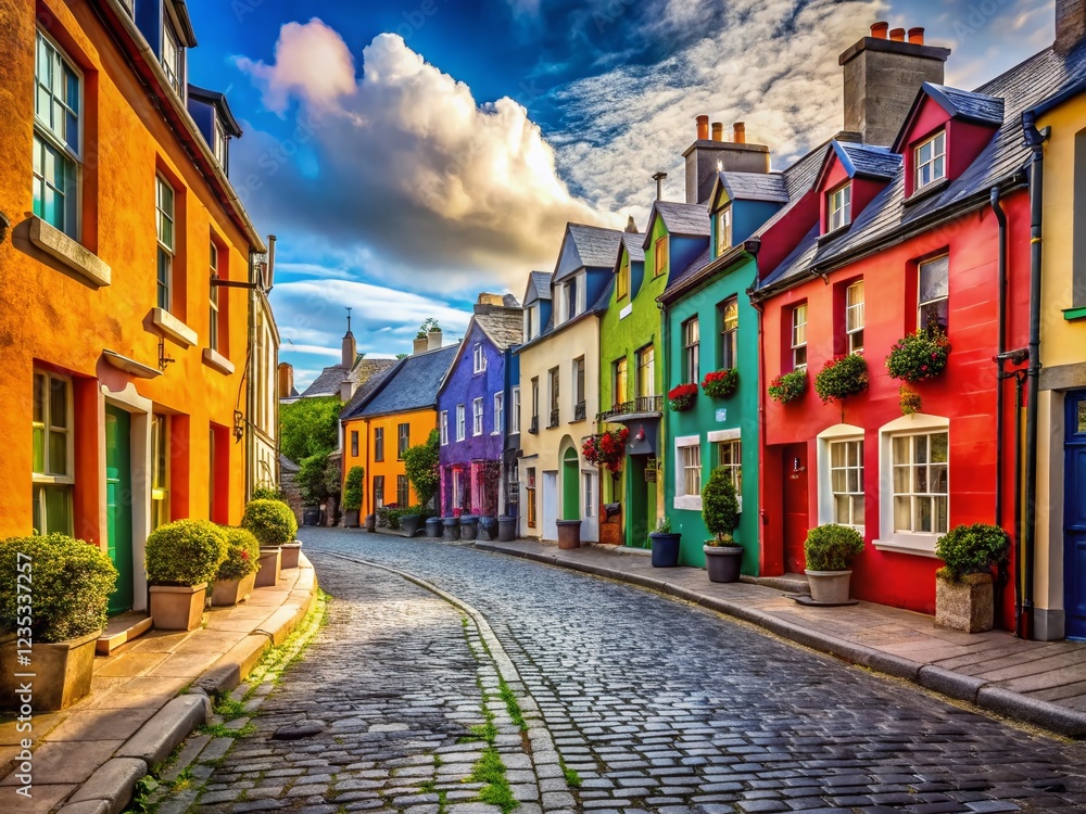 Quaint cobbled street in the heart of Dublin, Ireland Quaint cobbled street in the heart of Dublin, Ireland