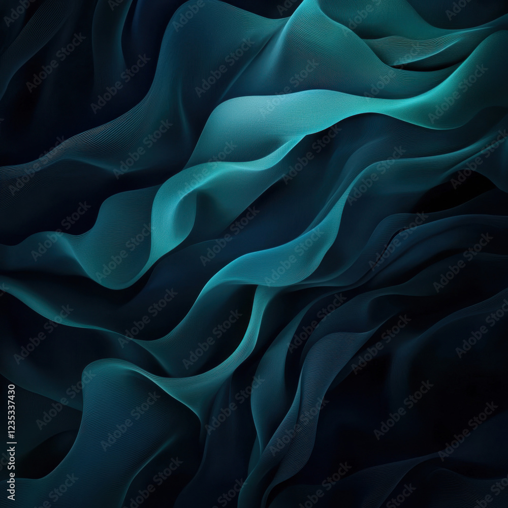 Obraz premium Flowing deep blue fabric with soft curves and dynamic waves