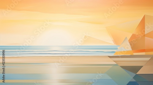 sunset beachscape geometric abstract art