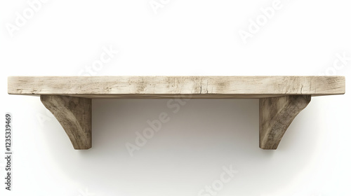 Rustic Wooden Shelf 3D Render Illustration -  Aged Wood Texture, Vintage Style, Wall Mounted, Home Decor, Display Shelf, Empty Shelf, Product Showcase, Rustic Design,  Wooden Rack,  Simple Shelf