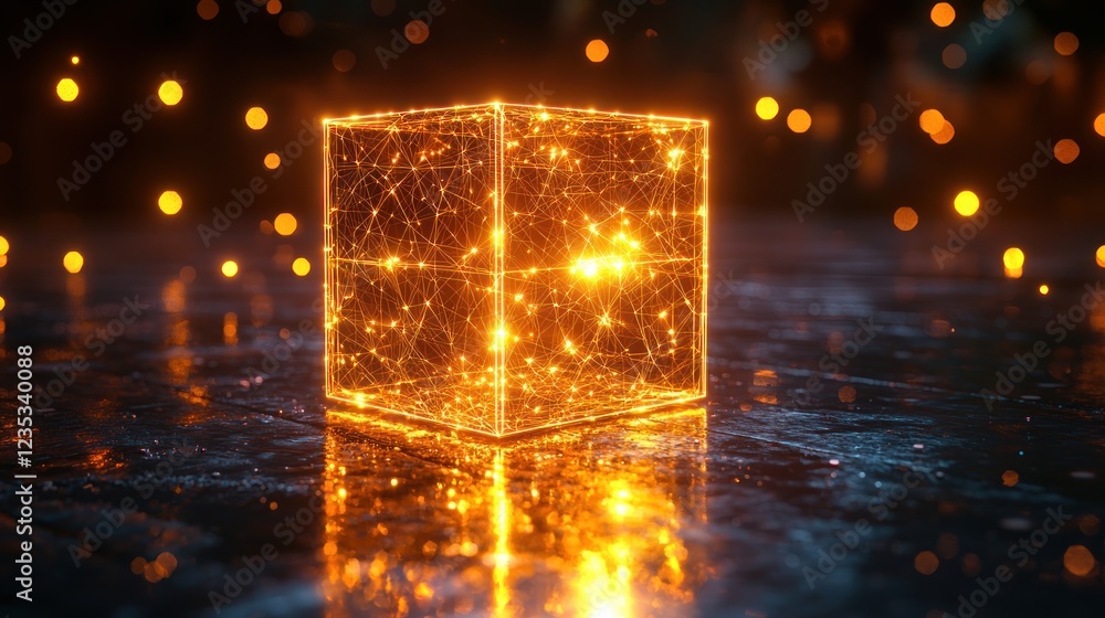 Fototapeta premium Luminous Cube: A Digital Abstract