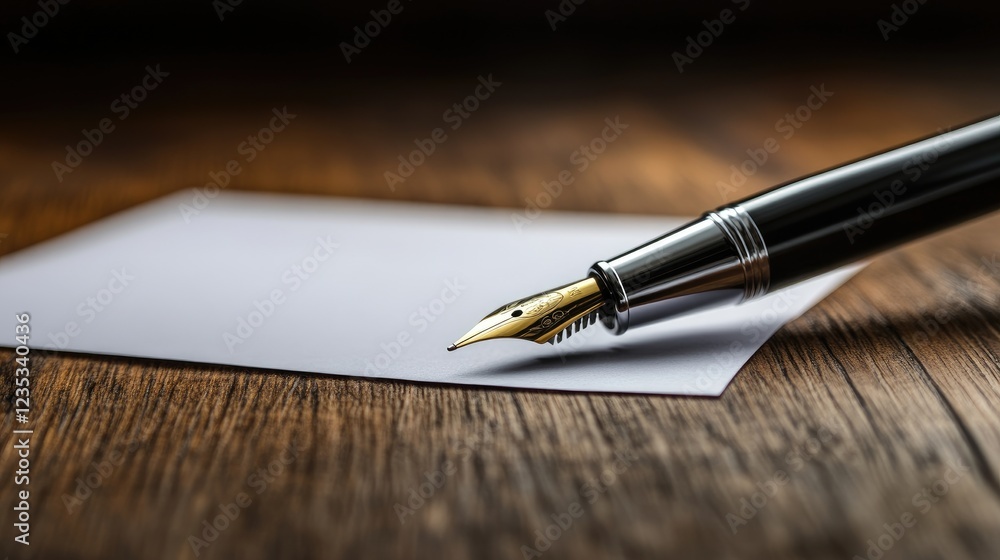 Pen signing an employment contract, sophisticated dark brown background. Pen signing an employment contract, sophisticated dark brown background.