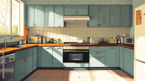 Wallpaper Mural Sunny Morning Kitchen - Home Interior Illustration Torontodigital.ca