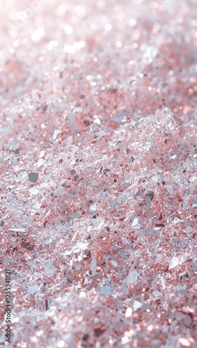 Elegant silver and pink mica flakes with delicate layers reflecting light beautifully