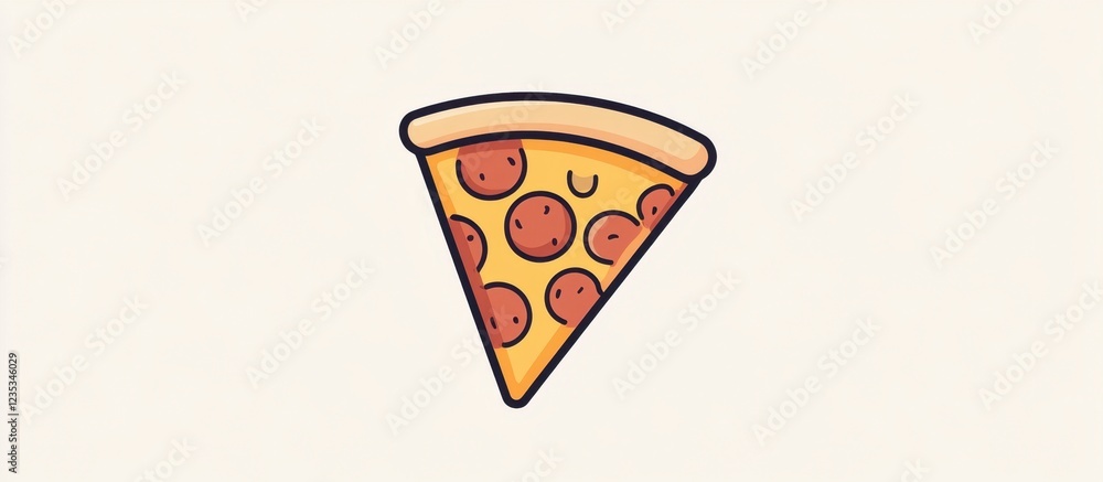 Happy Pizza Slice Cartoon Icon - Minimalist Food Design Happy Pizza Slice Cartoon Icon - Minimalist Food Design