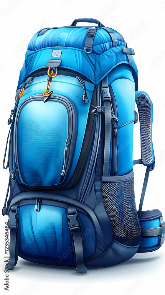 Naklejka premium Blue Hiking Backpack Illustration: A Detailed 3D Render of a Durable Travel Pack